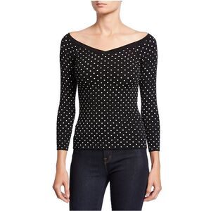 Milly Micro Polka Dot Sweater Black NEW